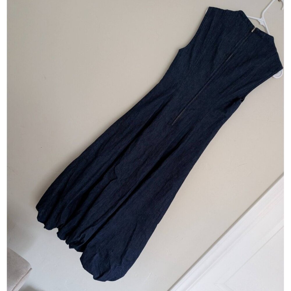 ZARA NEW WOMAN MIDI DENIM BALLOON DRESS DARK INDIGO BLUE S M 6929/288 - Picture 5 of 5